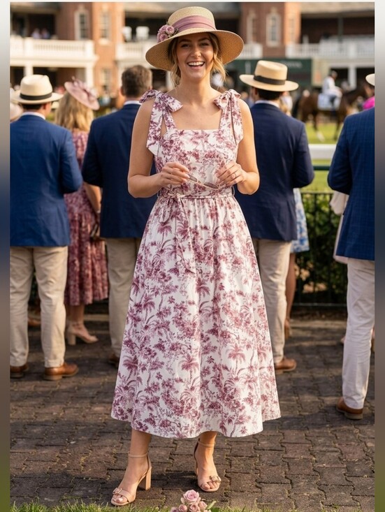 LC Lauren Conrad Dresses & Skirts - NWT LC Lauren Conrad Mauve Palm Toile  Kentucky Derby Midi Dress XL